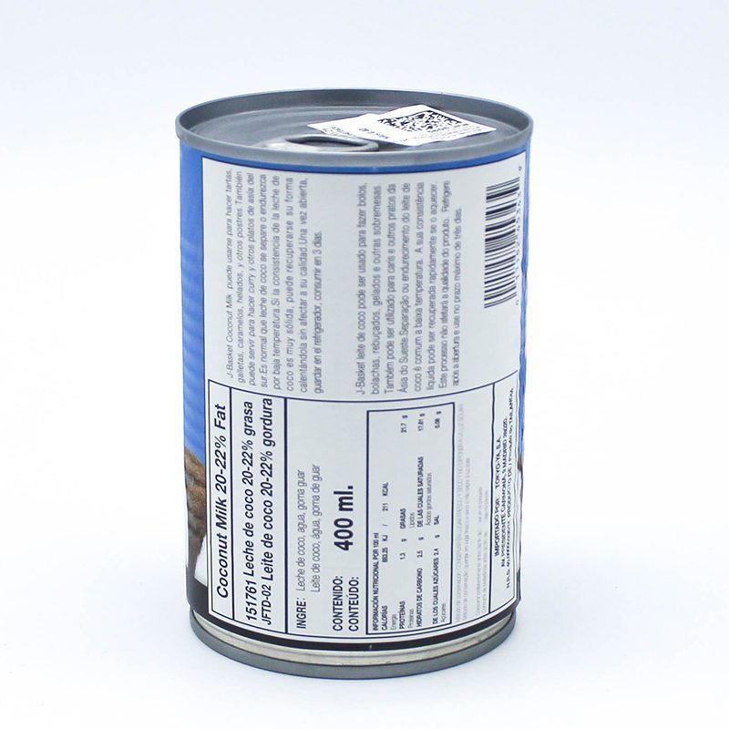 Leche de coco 20-22 %. 400 ml